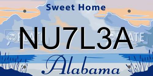 NU7L3A Alabama License Plate