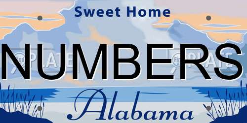 NUMBERS Alabama License Plate