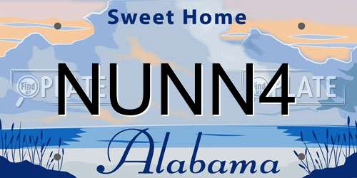 NUNN4 Alabama License Plate