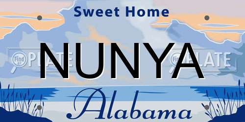 NUNYA Alabama License Plate