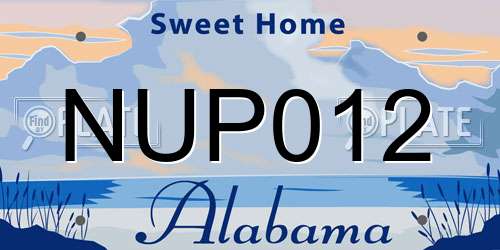 NUP012 Alabama License Plate