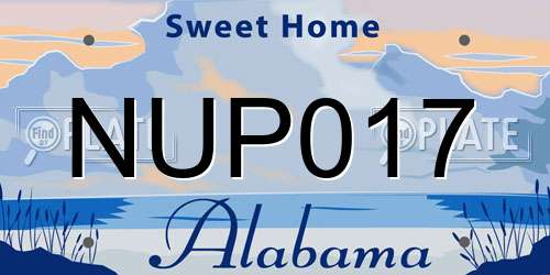 NUP017 Alabama License Plate