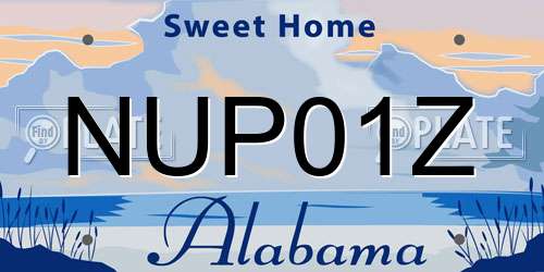 NUP01Z Alabama License Plate