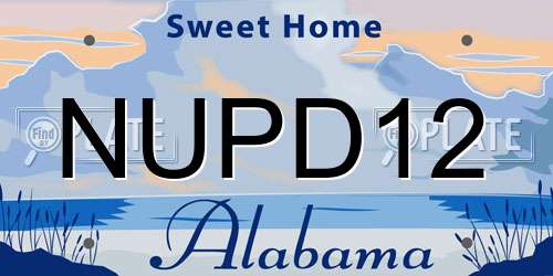 NUPD12 Alabama License Plate