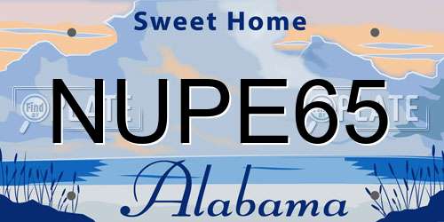 NUPE65 Alabama License Plate
