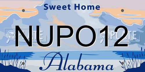 NUPO12 Alabama License Plate