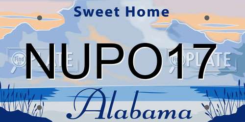 NUPO17 Alabama License Plate