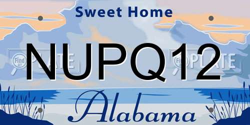 NUPQ12 Alabama License Plate