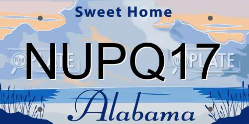 NUPQ17 Alabama License Plate