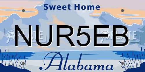 NUR5EB Alabama License Plate