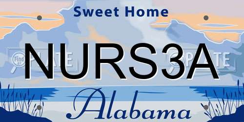 NURS3A Alabama License Plate