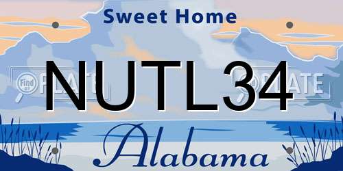 NUTL34 Alabama License Plate
