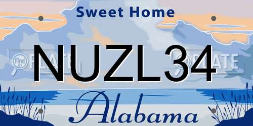 NUZL34 Alabama License Plate