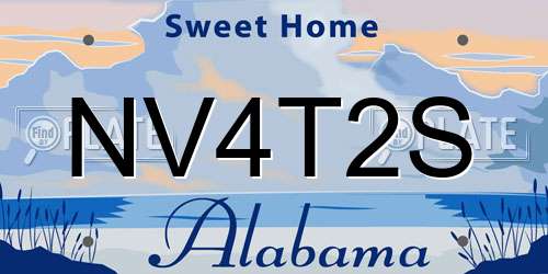NV4T2S Alabama License Plate