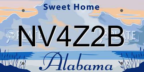 NV4Z2B Alabama License Plate
