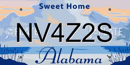 NV4Z2S Alabama License Plate