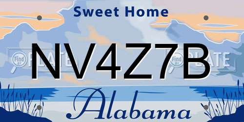 NV4Z7B Alabama License Plate