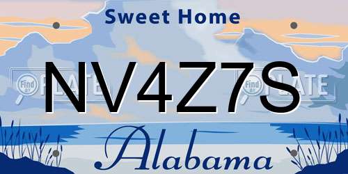 NV4Z7S Alabama License Plate