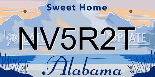 NV5R2T Alabama License Plate