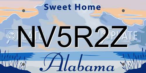 NV5R2Z Alabama License Plate