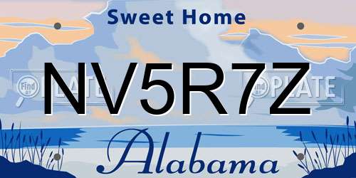 NV5R7Z Alabama License Plate