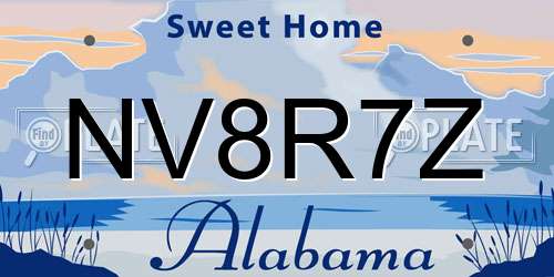 NV8R7Z Alabama License Plate