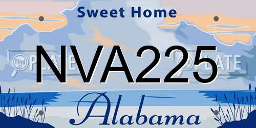 NVA225 Alabama License Plate