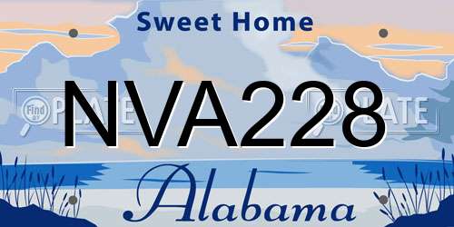 NVA228 Alabama License Plate