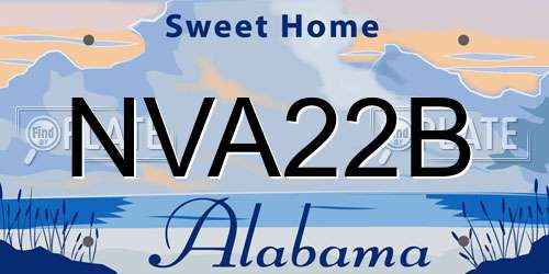 NVA22B Alabama License Plate