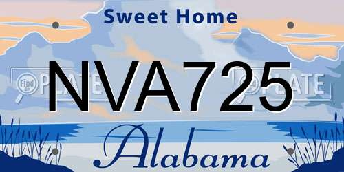 NVA725 Alabama License Plate