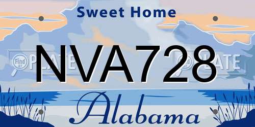 NVA728 Alabama License Plate