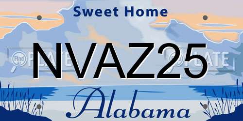 NVAZ25 Alabama License Plate