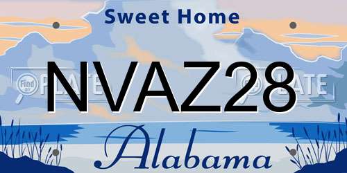 NVAZ28 Alabama License Plate