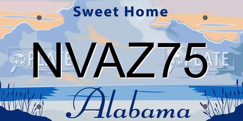 NVAZ75 Alabama License Plate