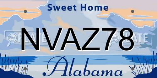 NVAZ78 Alabama License Plate