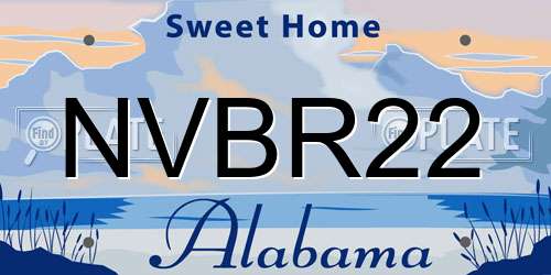 NVBR22 Alabama License Plate