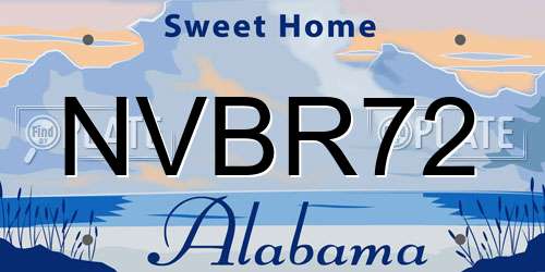 NVBR72 Alabama License Plate