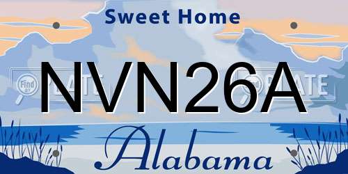 NVN26A Alabama License Plate