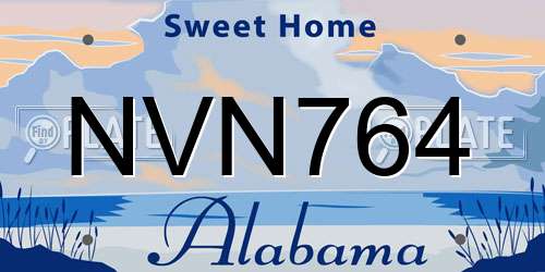 NVN764 Alabama License Plate