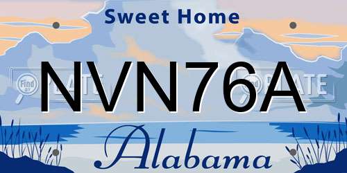 NVN76A Alabama License Plate