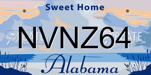 NVNZ64 Alabama License Plate