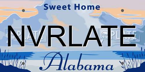 NVRLATE Alabama License Plate