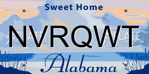 NVRQWT Alabama License Plate