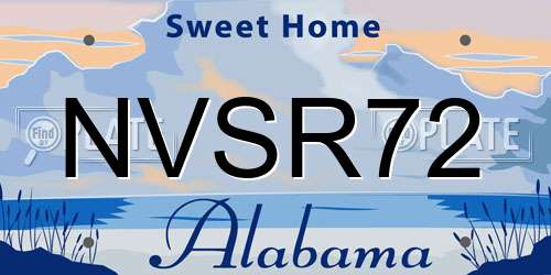 NVSR72 Alabama License Plate
