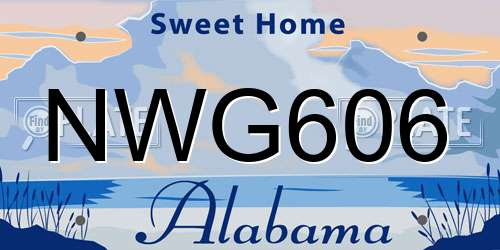 NWG606 Alabama License Plate