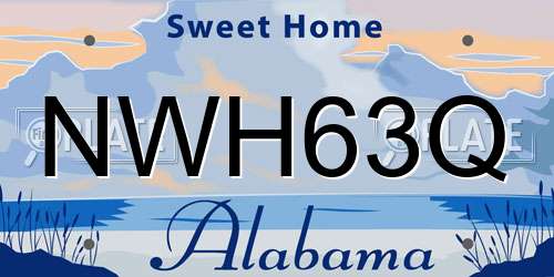 NWH63Q Alabama License Plate
