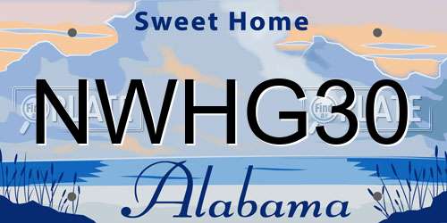 NWHG30 Alabama License Plate