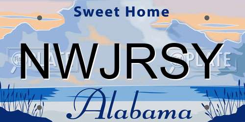 NWJRSY Alabama License Plate