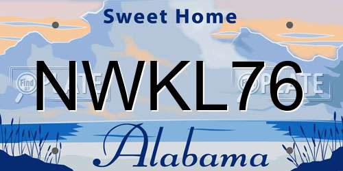 NWKL76 Alabama License Plate