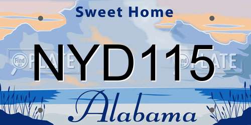 NYD115 Alabama License Plate